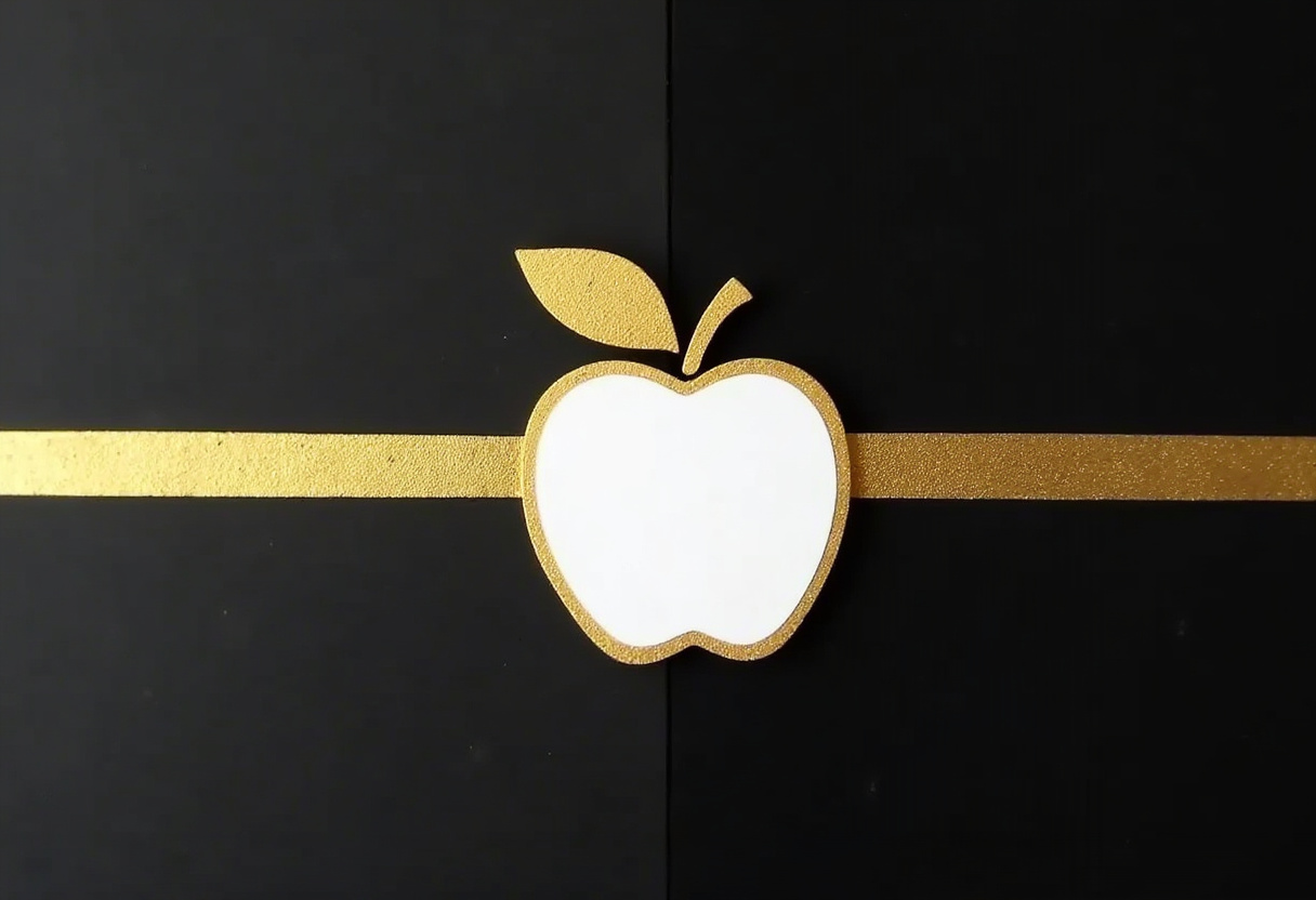 Gold apple design on black background craft project Gold apple design on black background craft project
