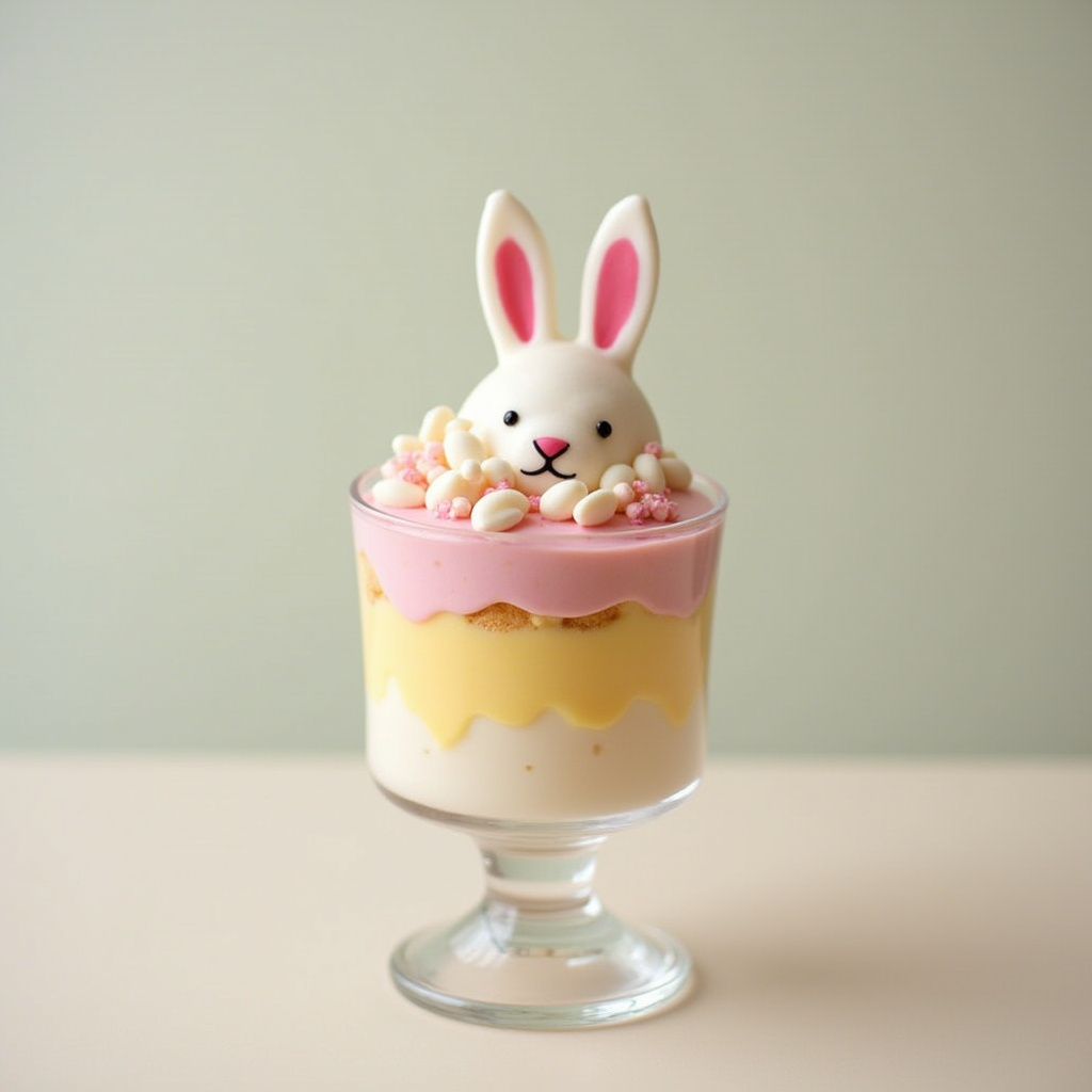 Delightful bunny dessert in a glass for celebrations Delightful bunny dessert in a glass for celebrations