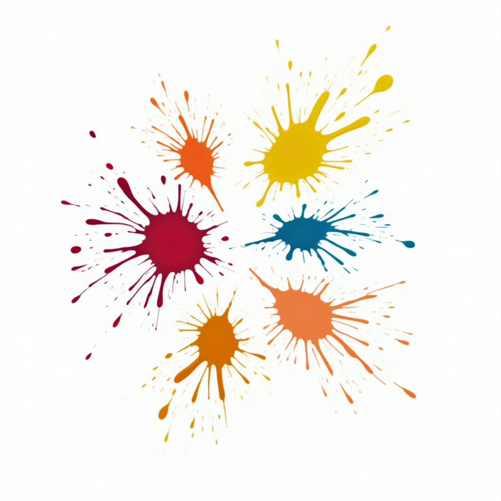 Colorful paint splashes create an artistic display Colorful paint splashes create an artistic display