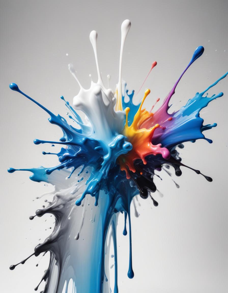 Colorful paint splashes create abstract art design Colorful paint splashes create abstract art design