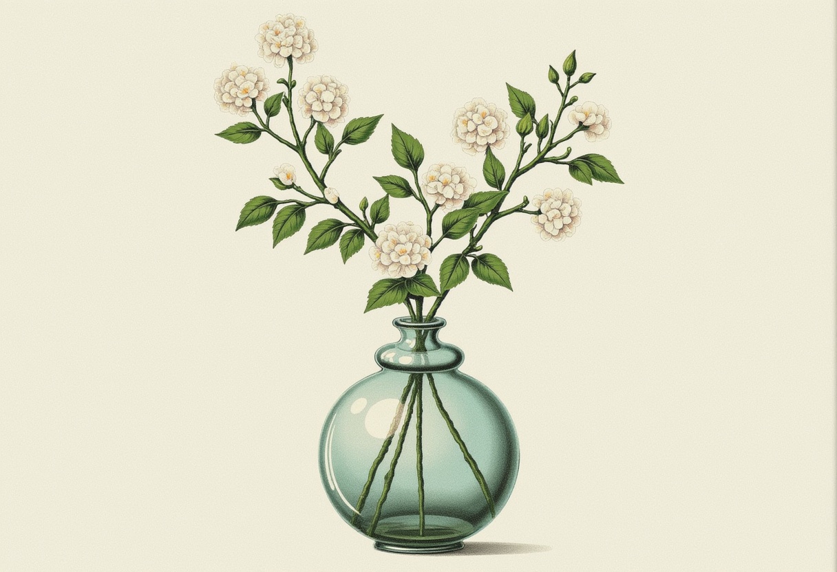 White flowers in a glass vase on light background White flowers in a glass vase on light background