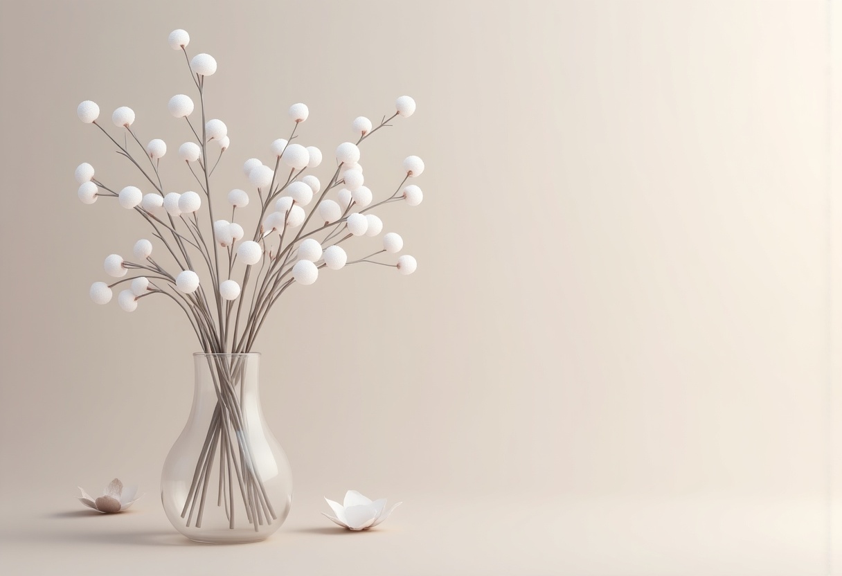 Stylish white floral arrangement in a clear vase Stylish white floral arrangement in a clear vase