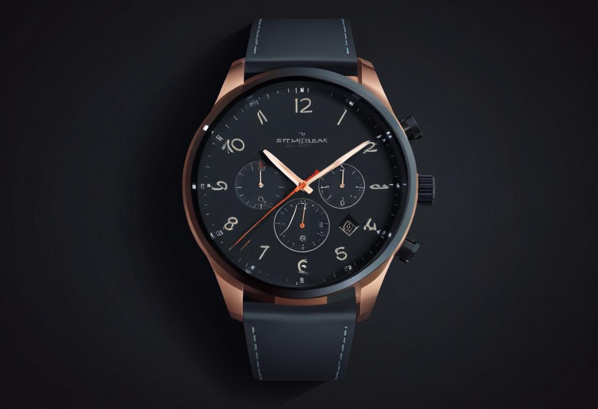 Stylish wristwatch with bronze and black design features Stylish wristwatch with bronze and black design features