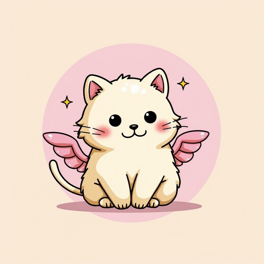 Cute cat with angel wings in pastel style Cute cat with angel wings in pastel style