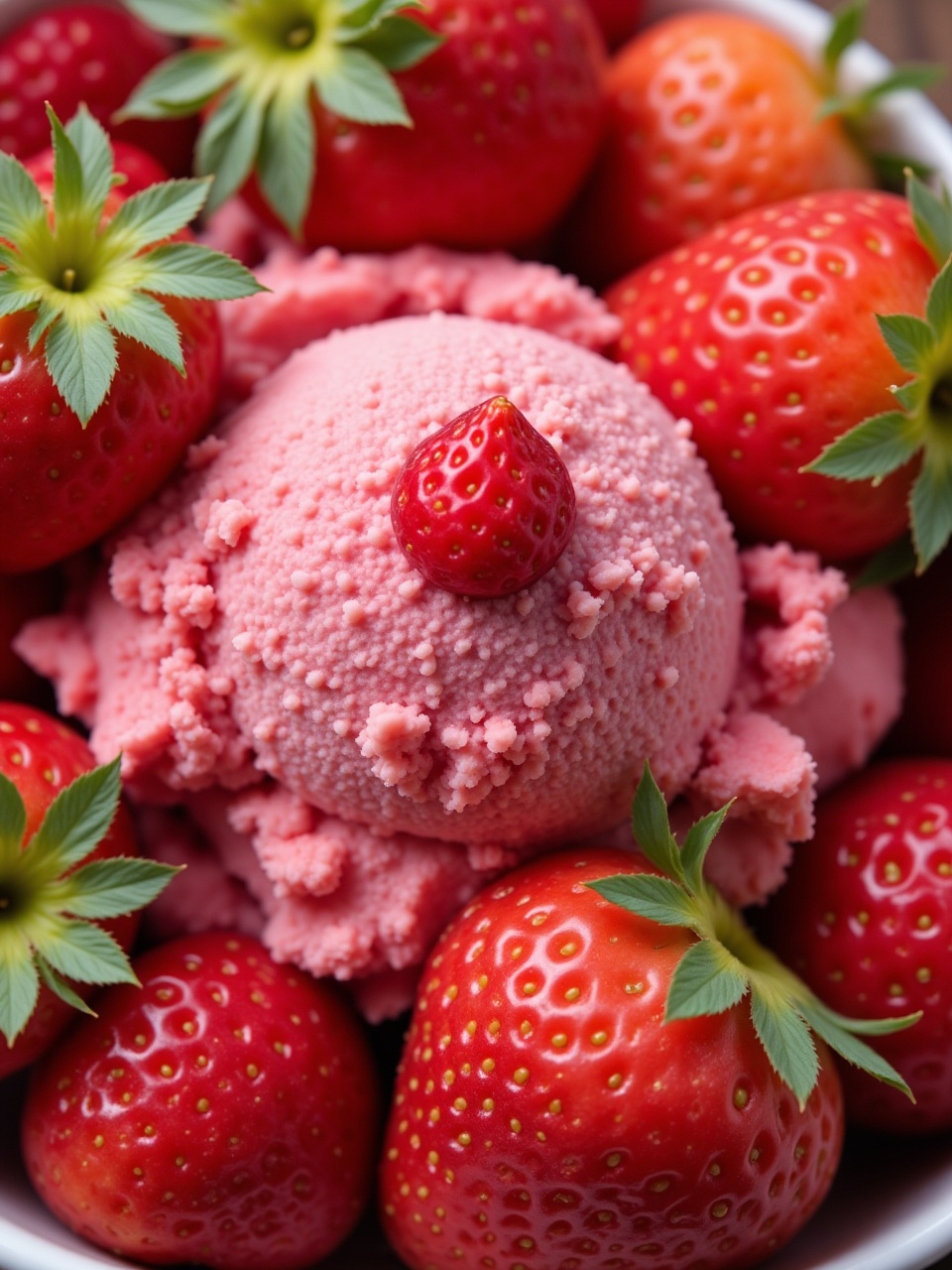 Strawberry ice cream with fresh strawberries Strawberry ice cream with fresh strawberries