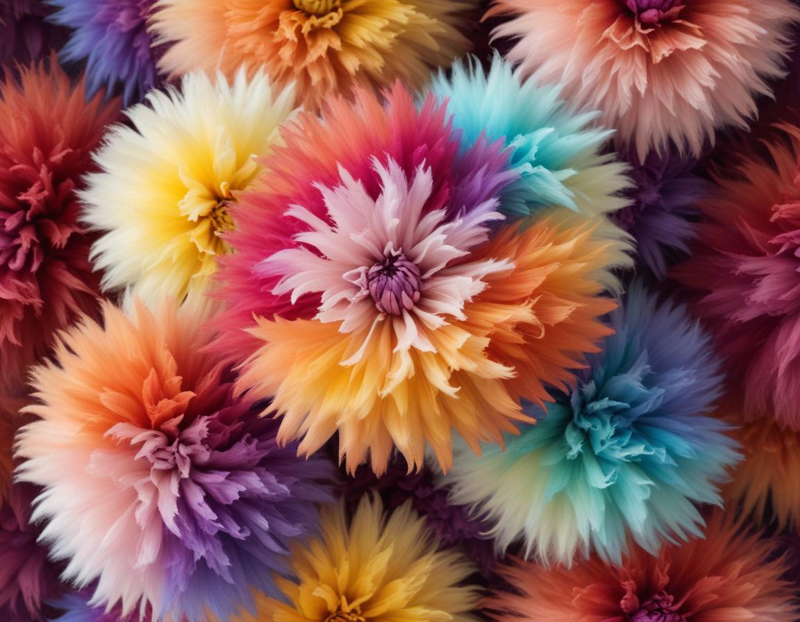 Colorful fluffy flowers create a vibrant display Colorful fluffy flowers create a vibrant display