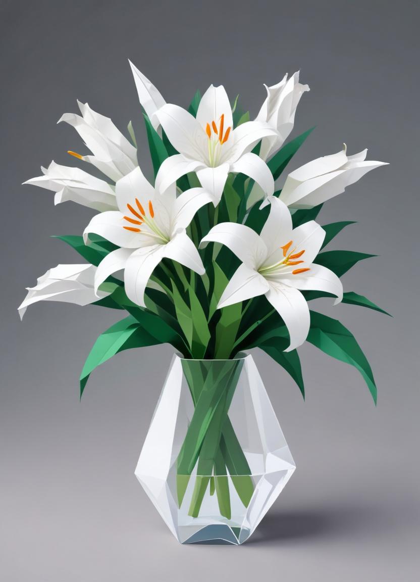 Elegant white lilies in a modern vase arrangement Elegant white lilies in a modern vase arrangement