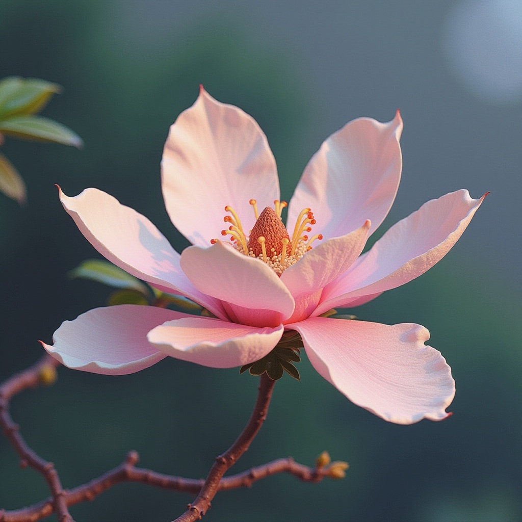 Beautiful magnolia flower blooming in soft light Beautiful magnolia flower blooming in soft light