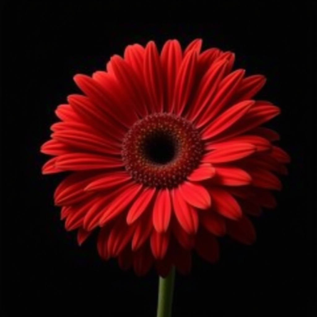 Bright red gerbera daisy against a dark background Bright red gerbera daisy against a dark background