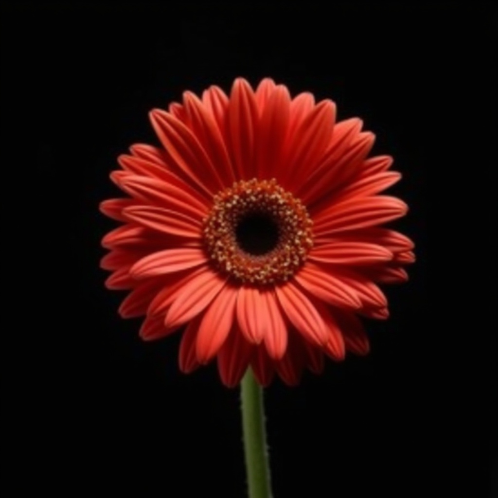 Bright red gerbera flower with dark background Bright red gerbera flower with dark background