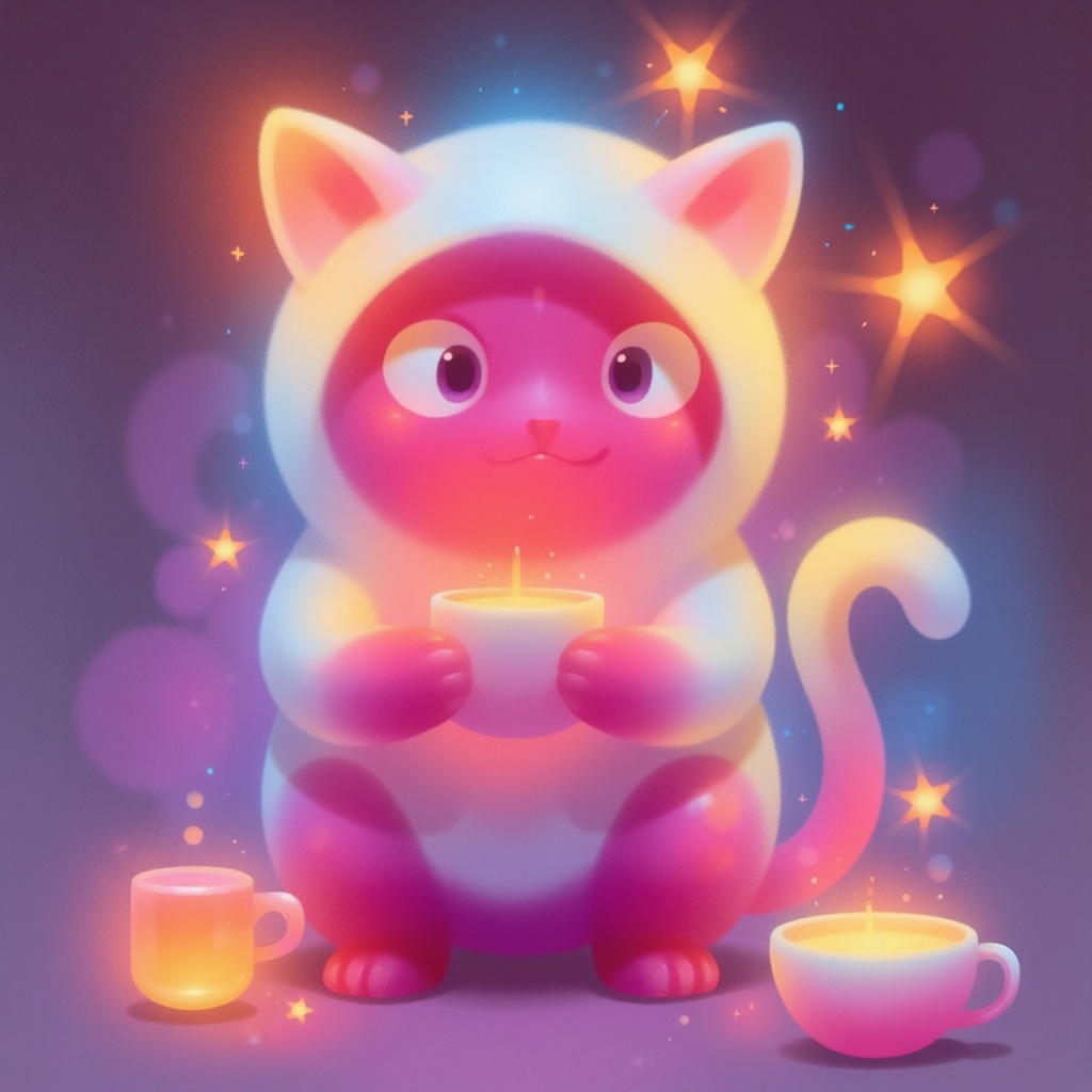 Cute cat holding a candle in a cozy setting Cute cat holding a candle in a cozy setting
