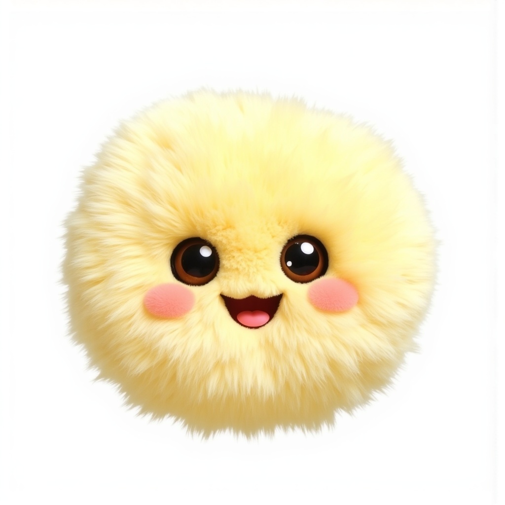 Fluffy character beams with joy Fluffy character beams with joy