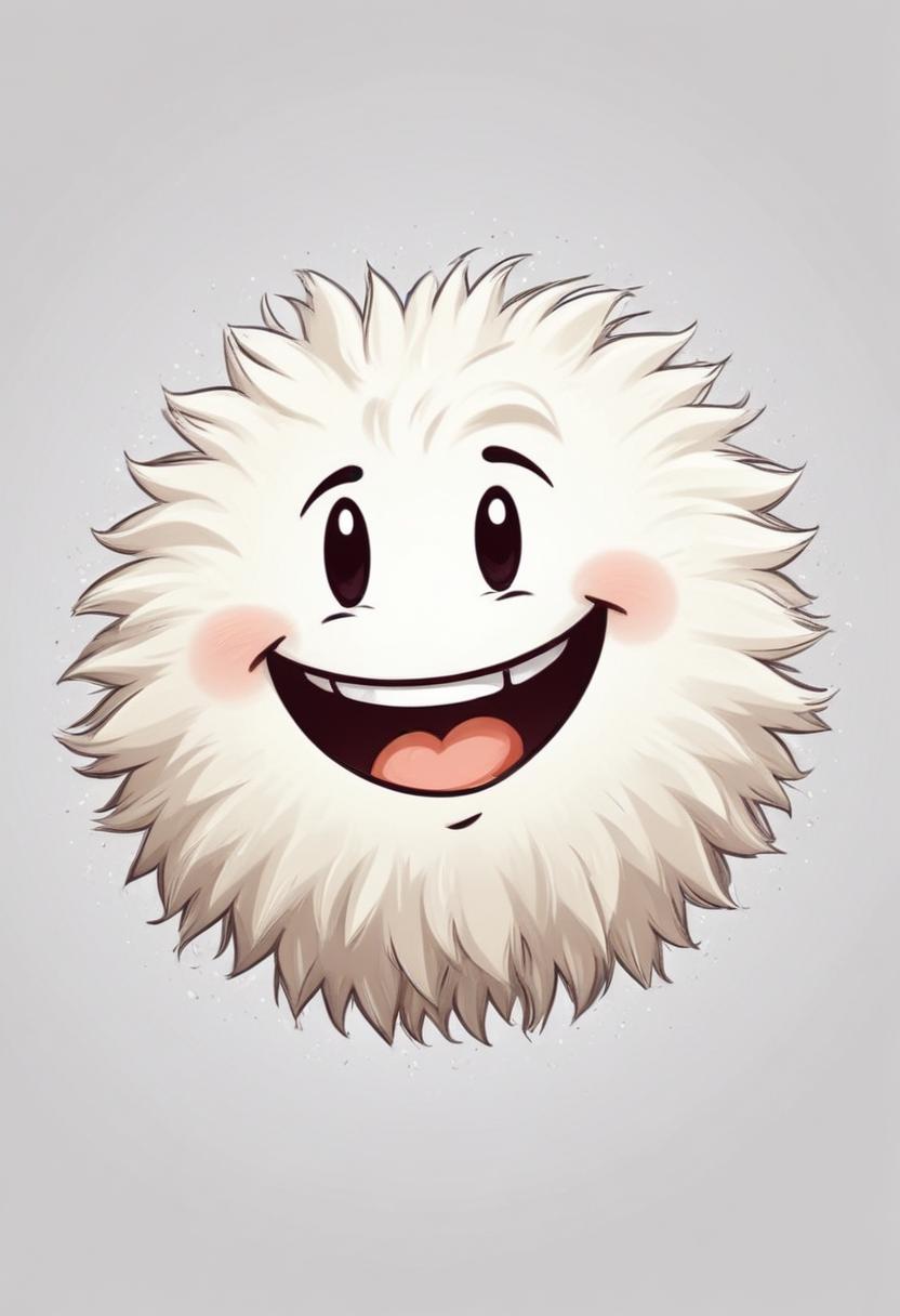 Happy fluffy character with a big smile and bright eyes Happy fluffy character with a big smile and bright eyes