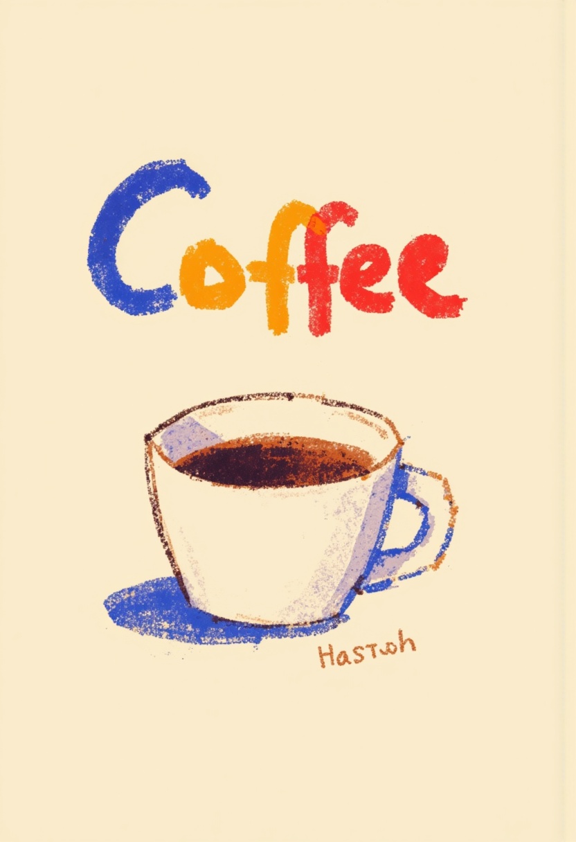 Bright coffee cup illustration with playful colors Bright coffee cup illustration with playful colors