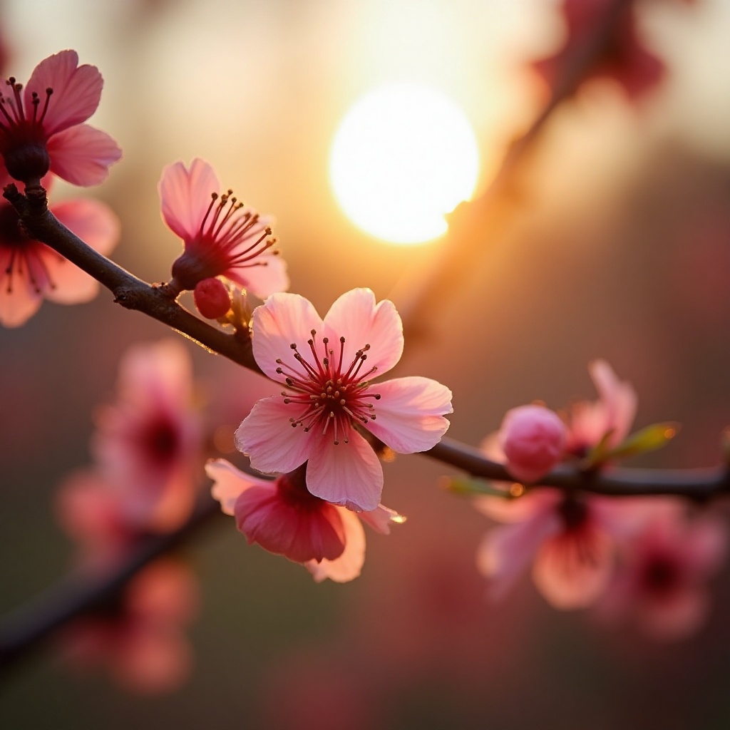 Beautiful cherry blossoms bloom during sunset Beautiful cherry blossoms bloom during sunset