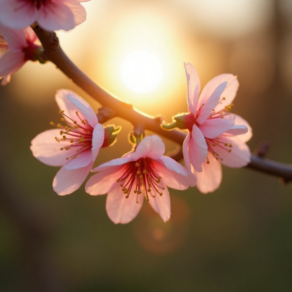 Beautiful cherry blossoms blooming at sunset Beautiful cherry blossoms blooming at sunset