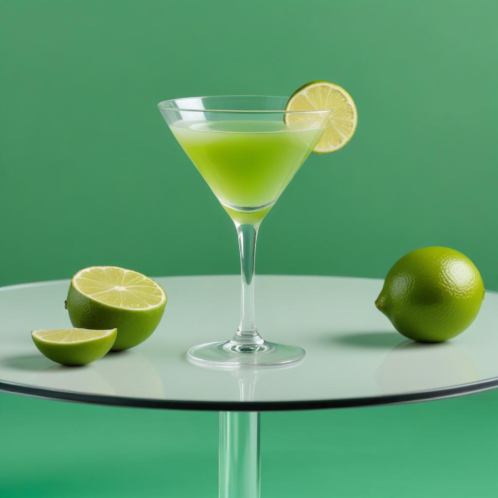 Fresh lime cocktail served on a glass table Fresh lime cocktail served on a glass table