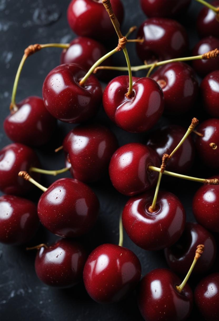 Fresh red cherries on a dark background Fresh red cherries on a dark background