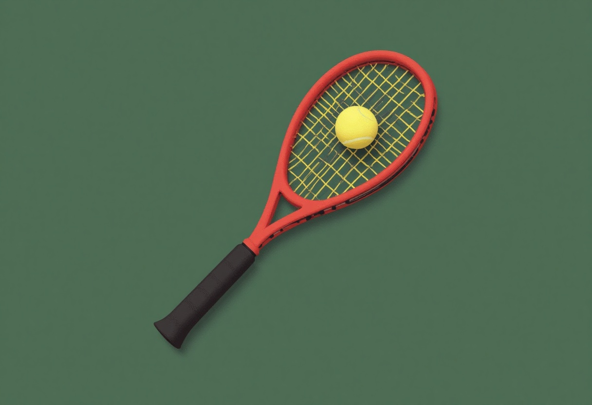 Tennis racket and ball on a green background Tennis racket and ball on a green background