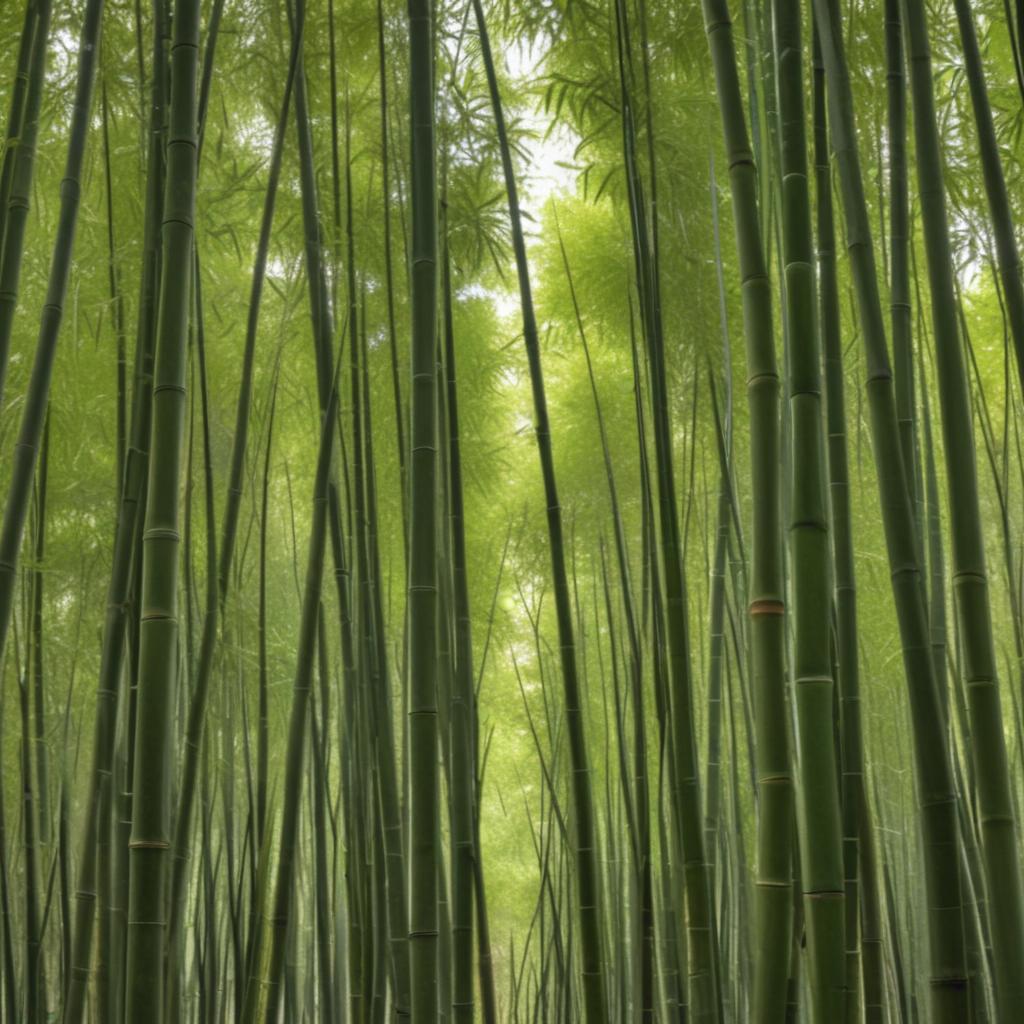 Lush green bamboo forest under bright sunlight Lush green bamboo forest under bright sunlight