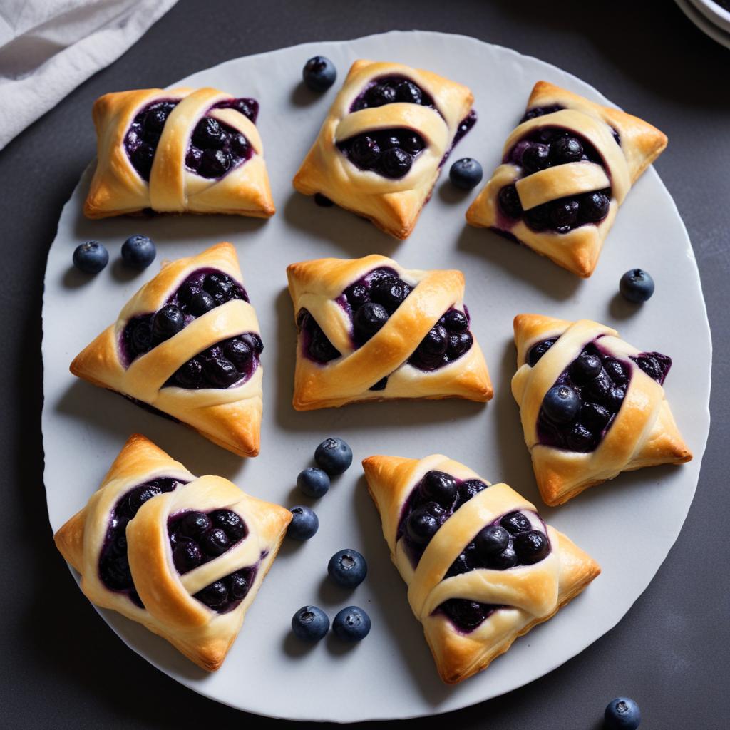 Delicious blueberry pastries on a white plate Delicious blueberry pastries on a white plate