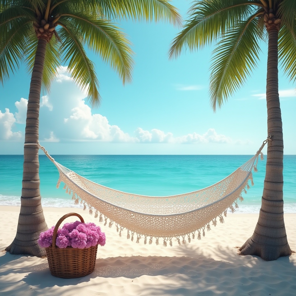 Relaxing hammock between palm trees on a beach Relaxing hammock between palm trees on a beach