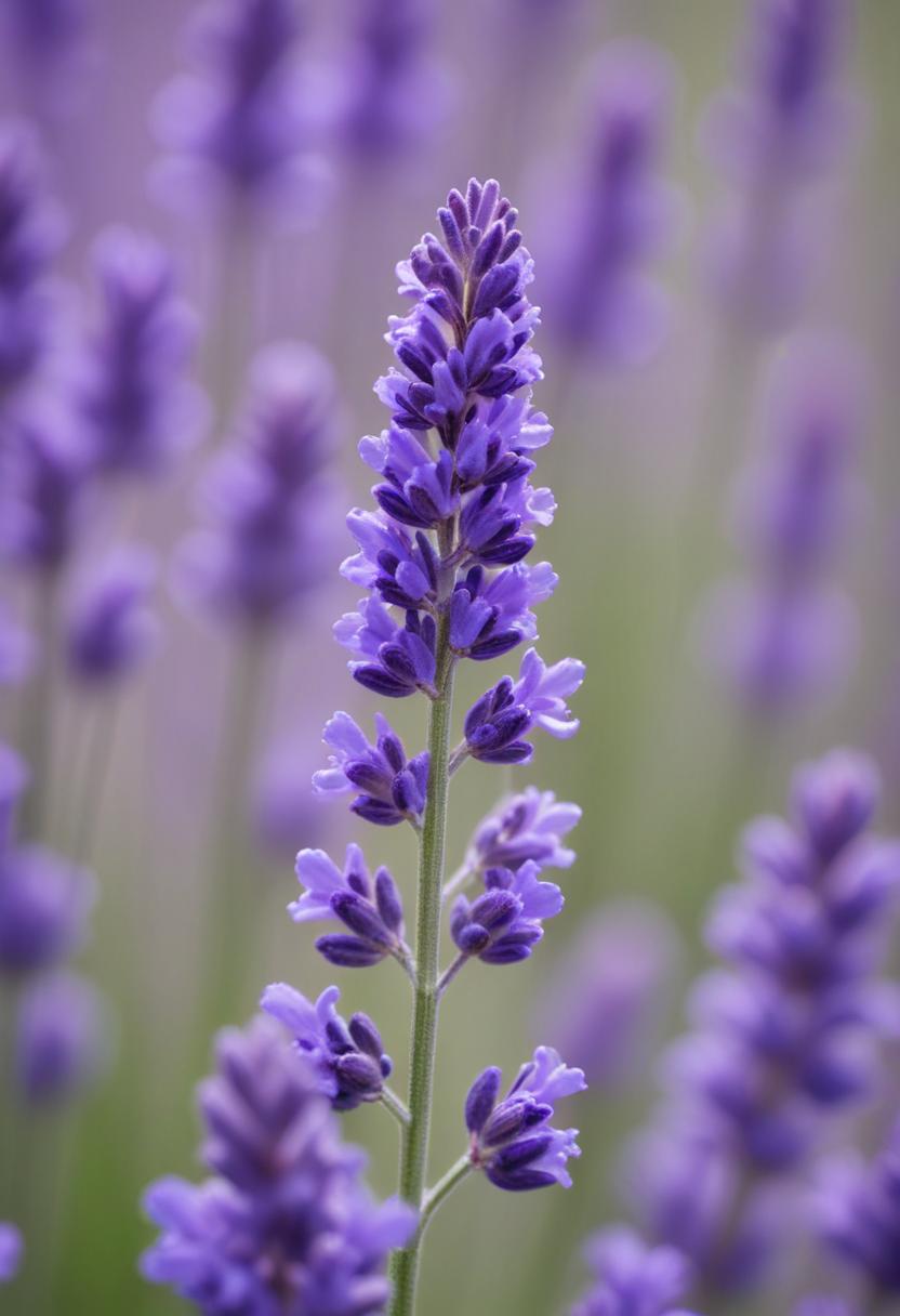 Lavender blooms in a serene garden setting during summer Lavender blooms in a serene garden setting during summer