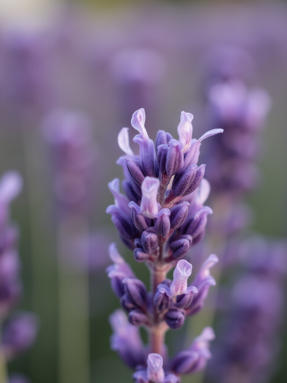 Close-up view of blooming lavender flowers in a garden Close-up view of blooming lavender flowers in a garden