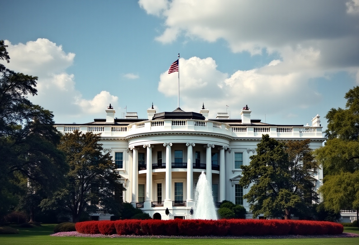 Architectural beauty of the white house in daylight Architectural beauty of the white house in daylight