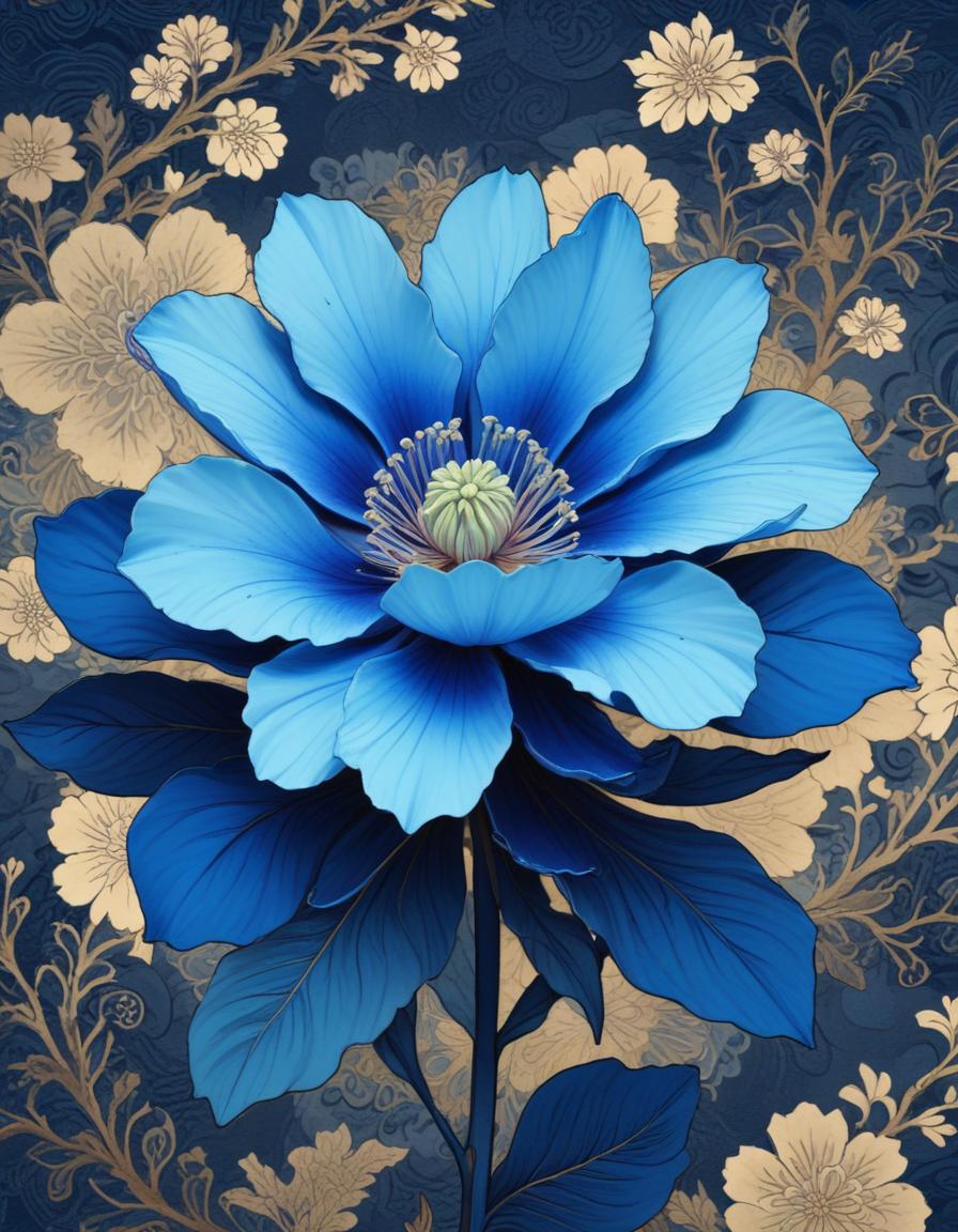 Beautiful blue flower on a decorative backdrop Beautiful blue flower on a decorative backdrop