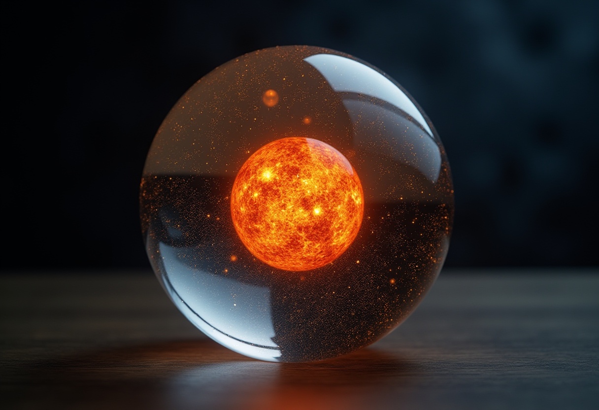 Glowing sphere revealing cosmic sun at night Glowing sphere revealing cosmic sun at night