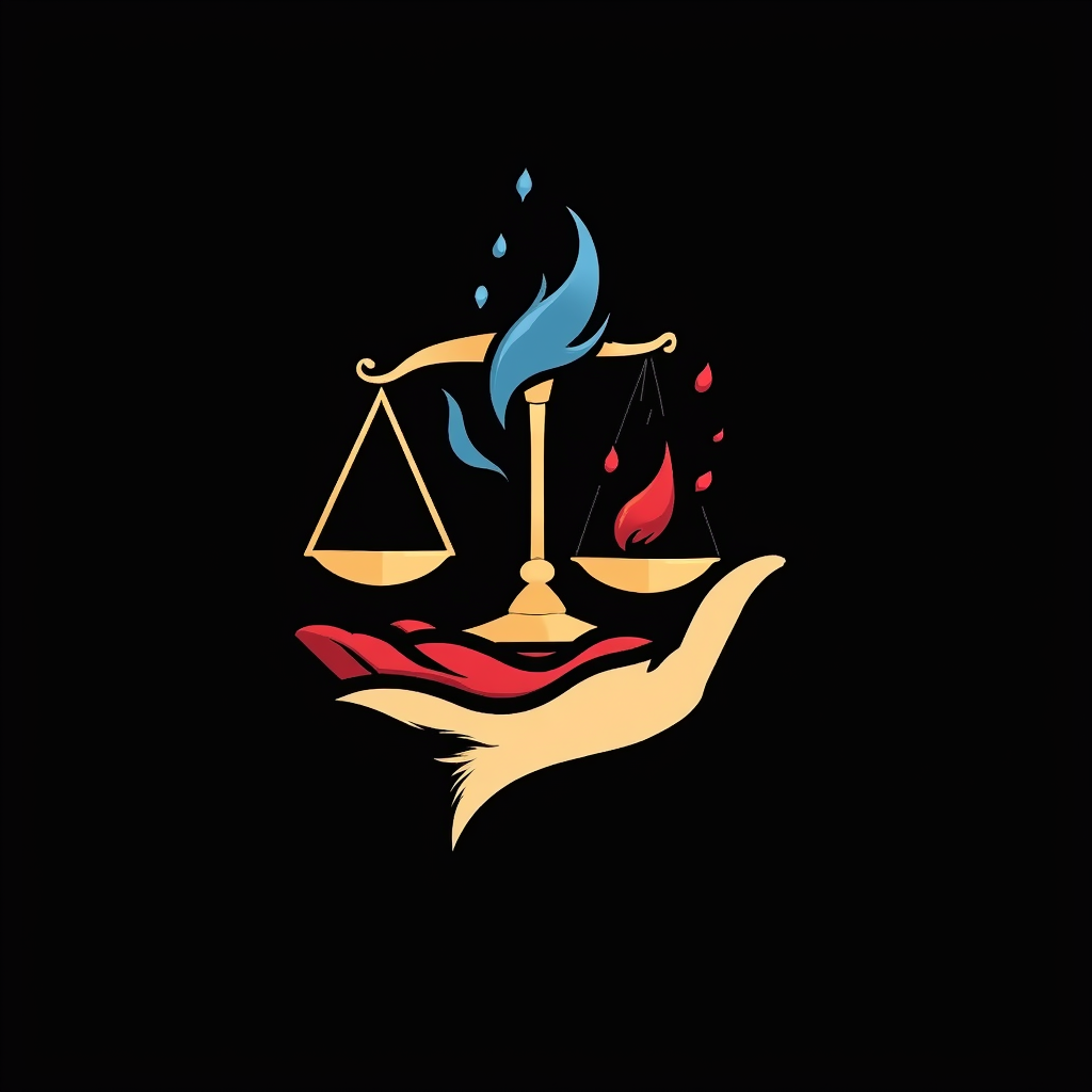 Symbol of justice represented by scales and flame design Symbol of justice represented by scales and flame design