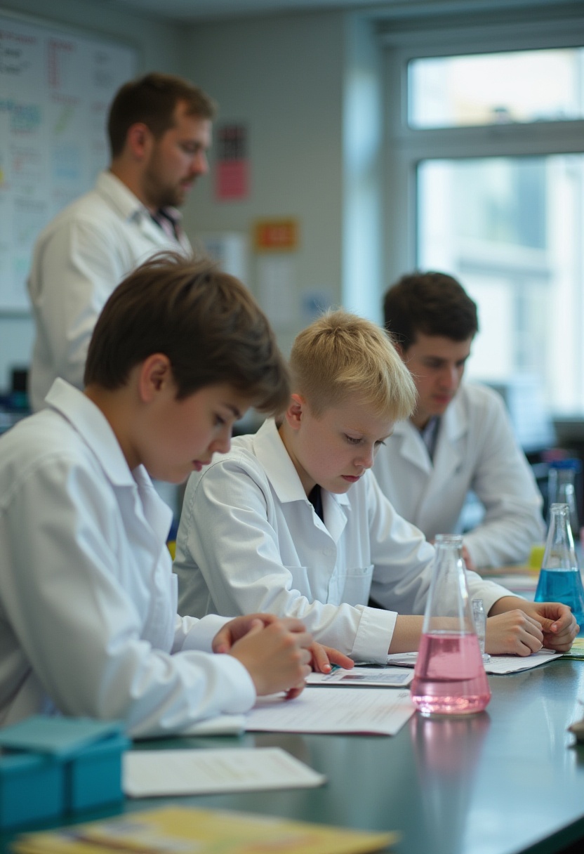 Students conduct experiments in laboratory setting Students conduct experiments in laboratory setting