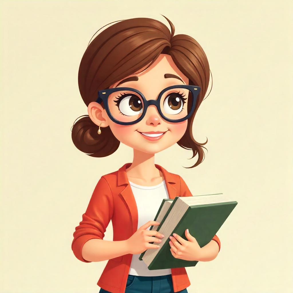 Young girl with glasses holding books in cheerful setting Young girl with glasses holding books in cheerful setting