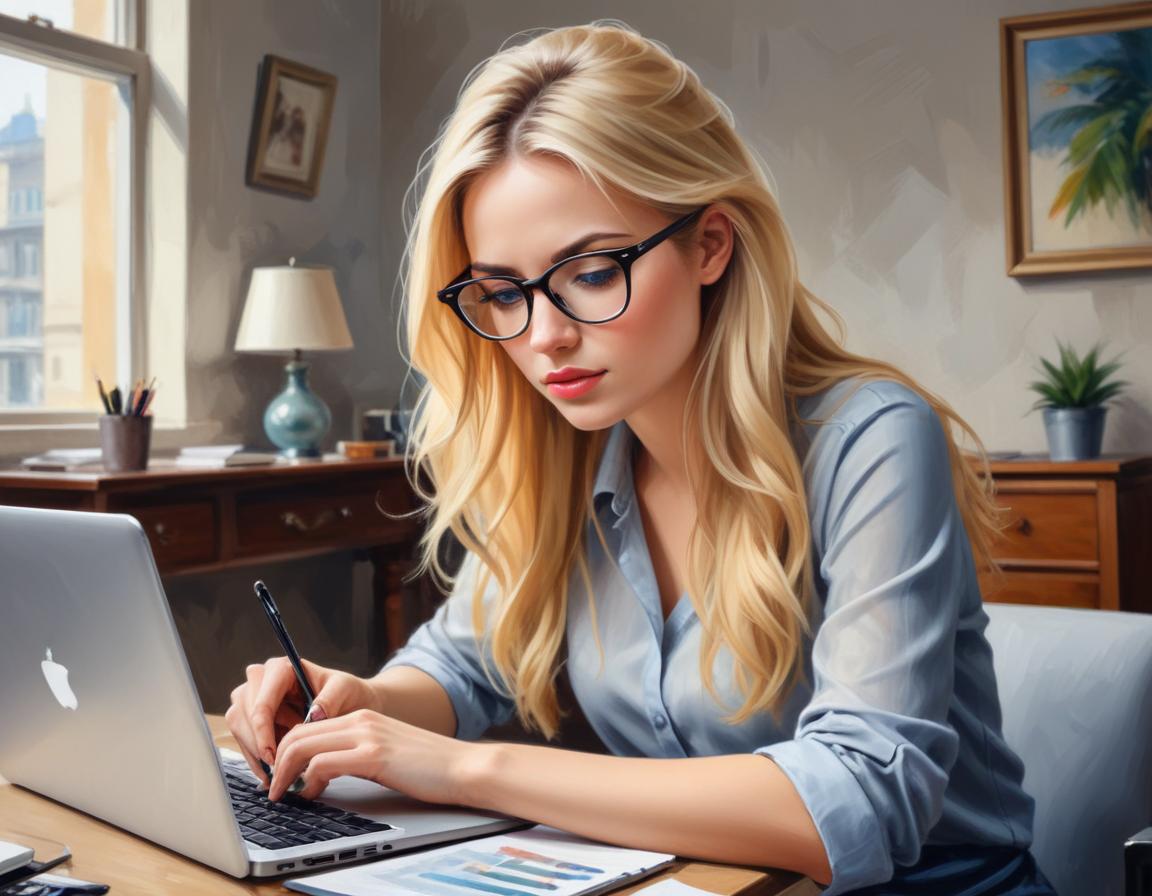 Professional woman working on her laptop in an office Professional woman working on her laptop in an office