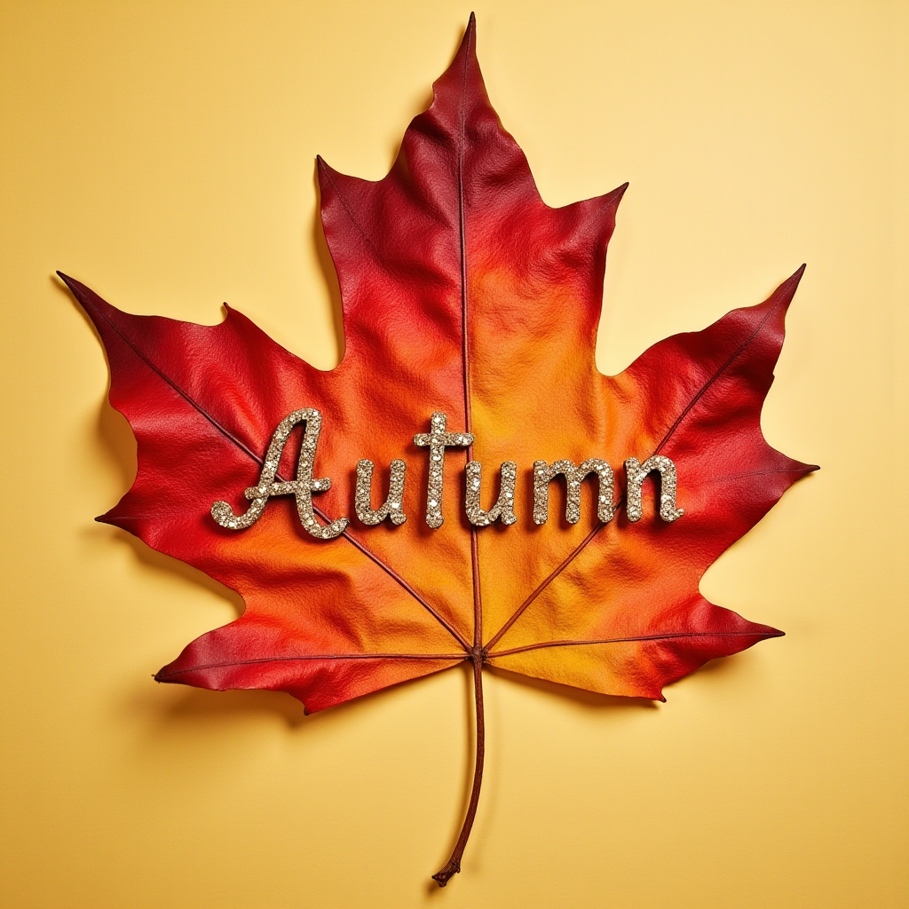 Colorful autumn leaf on a yellow background Colorful autumn leaf on a yellow background