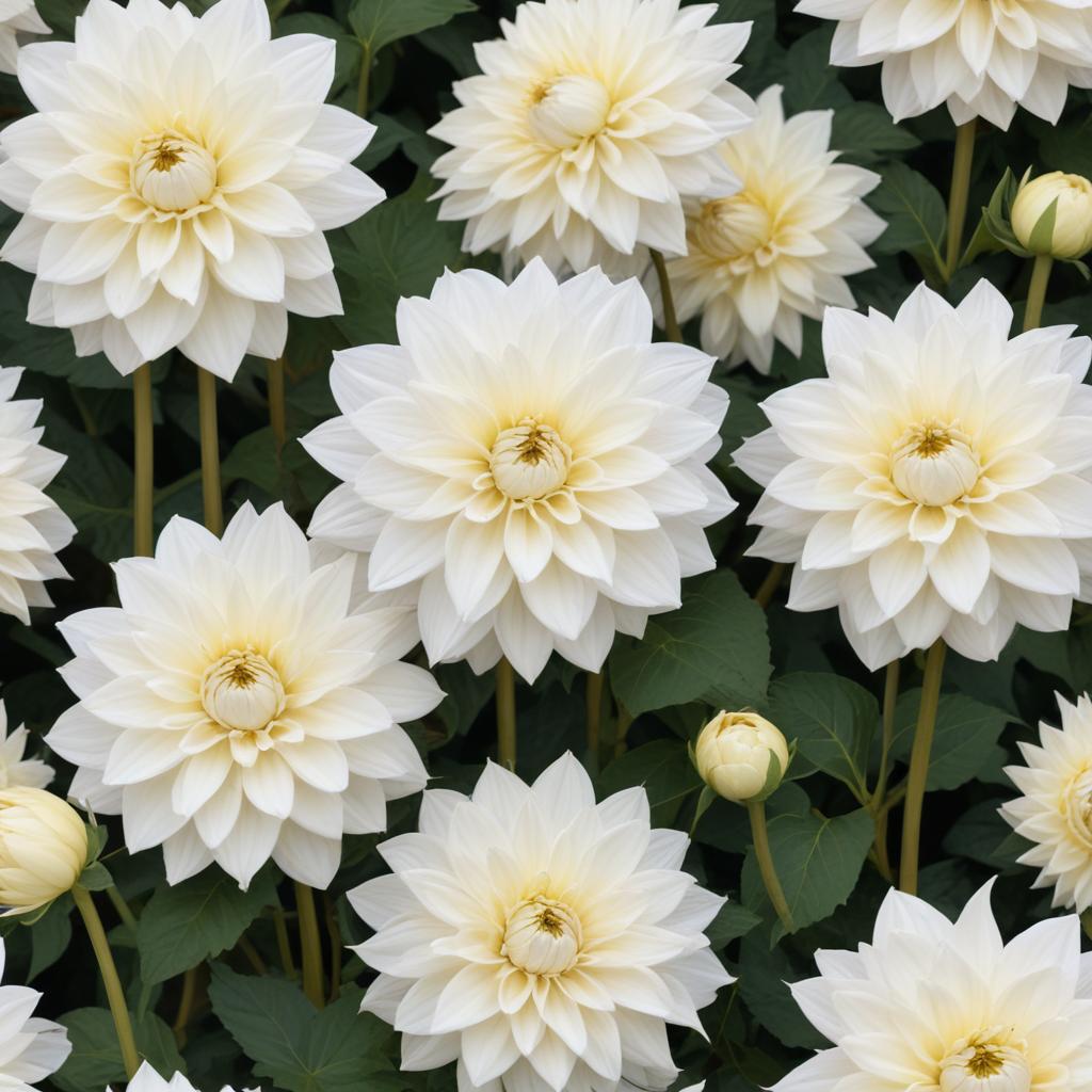 White water lilies blooming in a serene garden setting White water lilies blooming in a serene garden setting