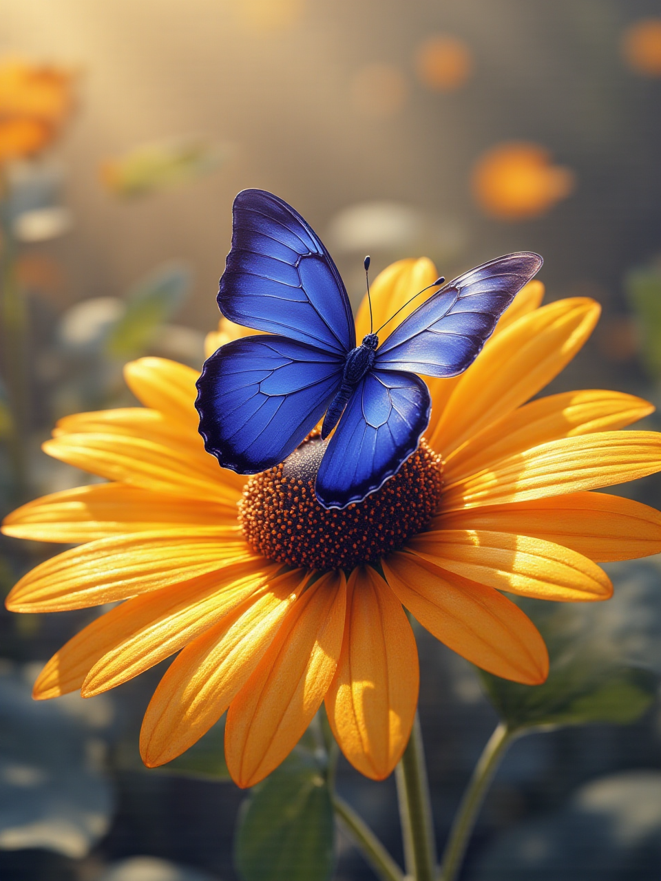Beautiful butterfly resting on a bright yellow flower Beautiful butterfly resting on a bright yellow flower