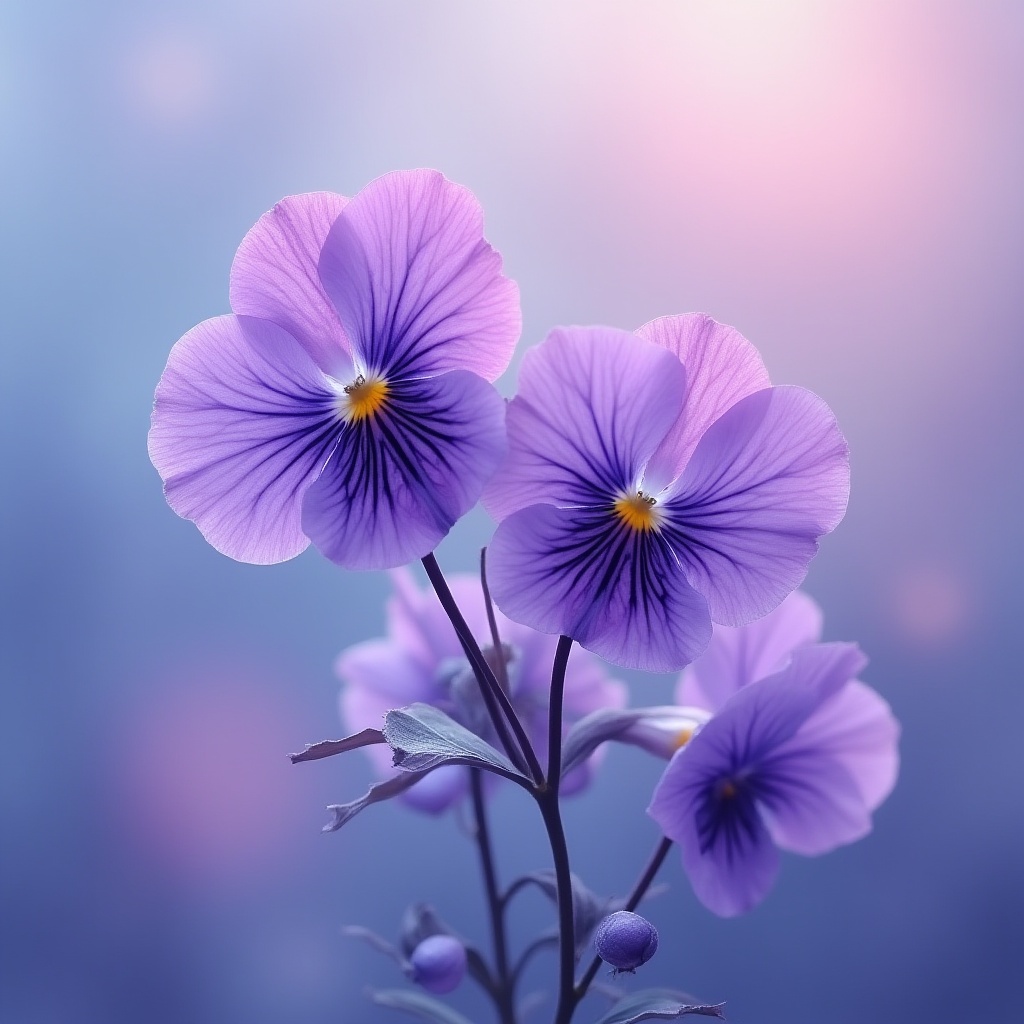 Purple flowers with intricate petals in soft light Purple flowers with intricate petals in soft light