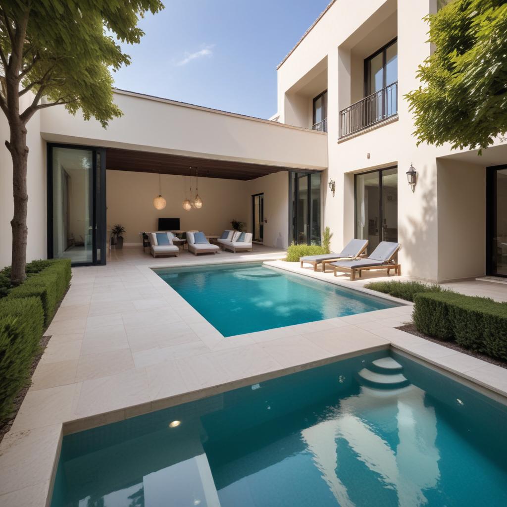 Modern luxury villa with pool in sunny locale Modern luxury villa with pool in sunny locale