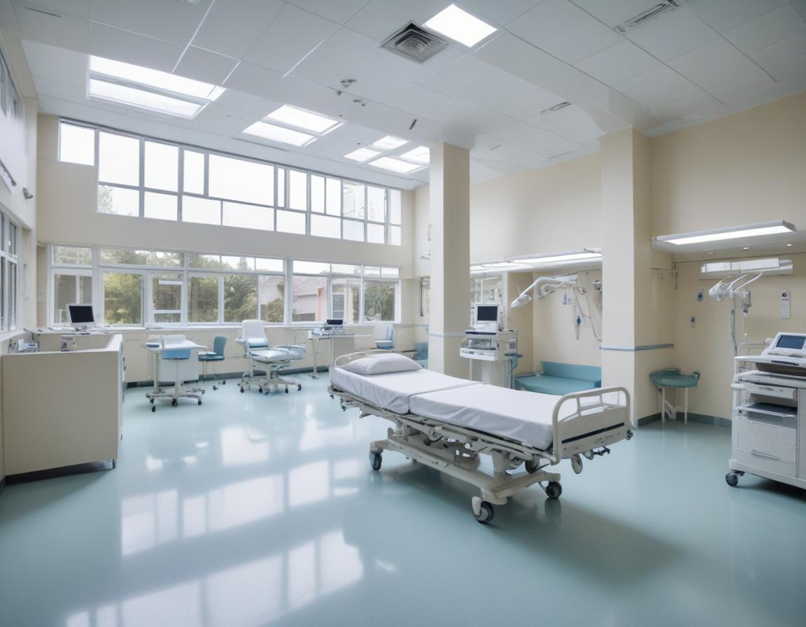 Contemporary hospital room with light and equipment Contemporary hospital room with light and equipment