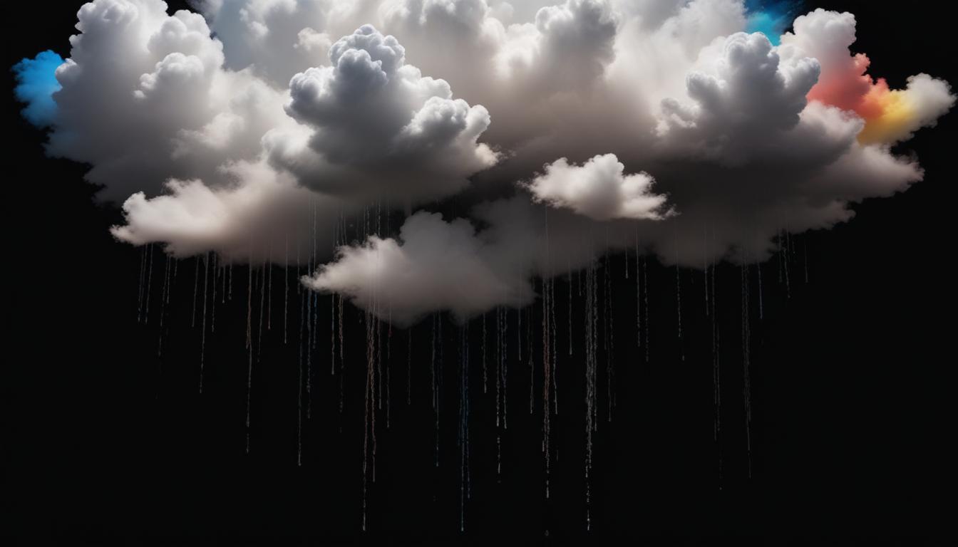 Clouds gather and rain falls in a dark sky Clouds gather and rain falls in a dark sky