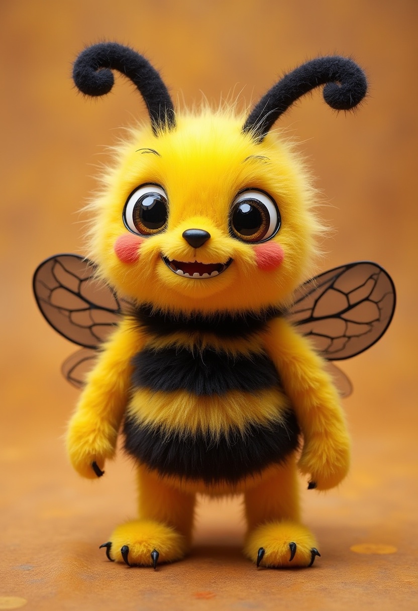 Cute cartoon bee character with big eyes and fuzzy body Cute cartoon bee character with big eyes and fuzzy body