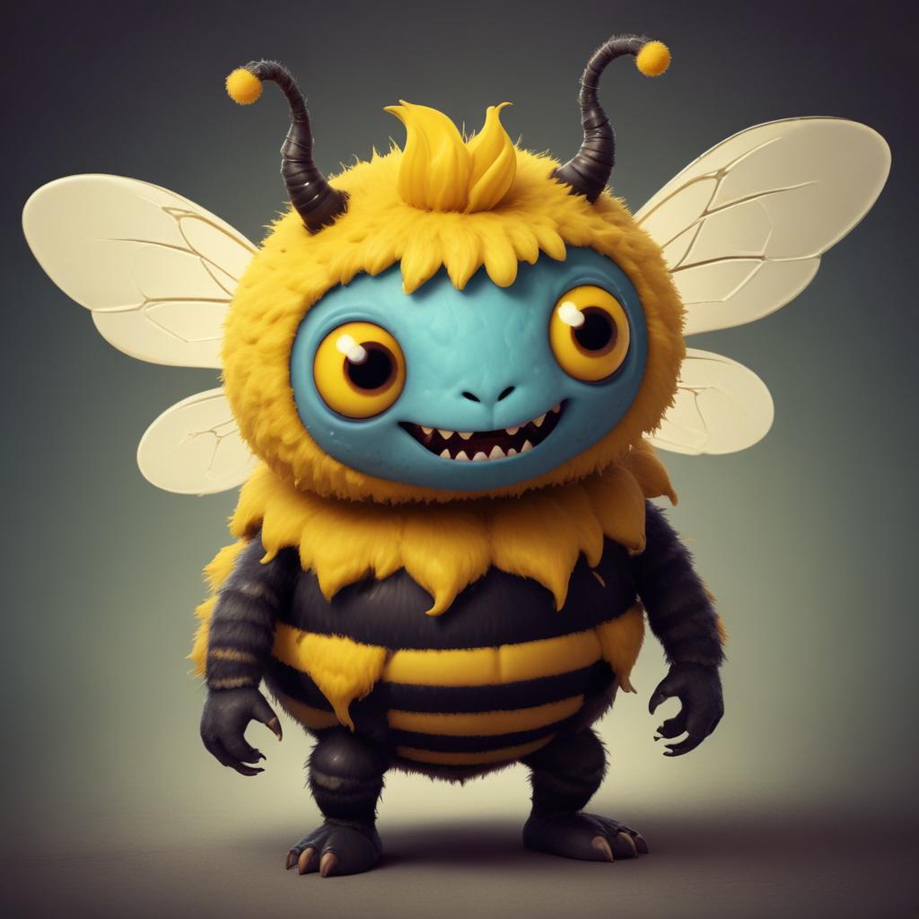 Cute cartoon bee character with bright features Cute cartoon bee character with bright features