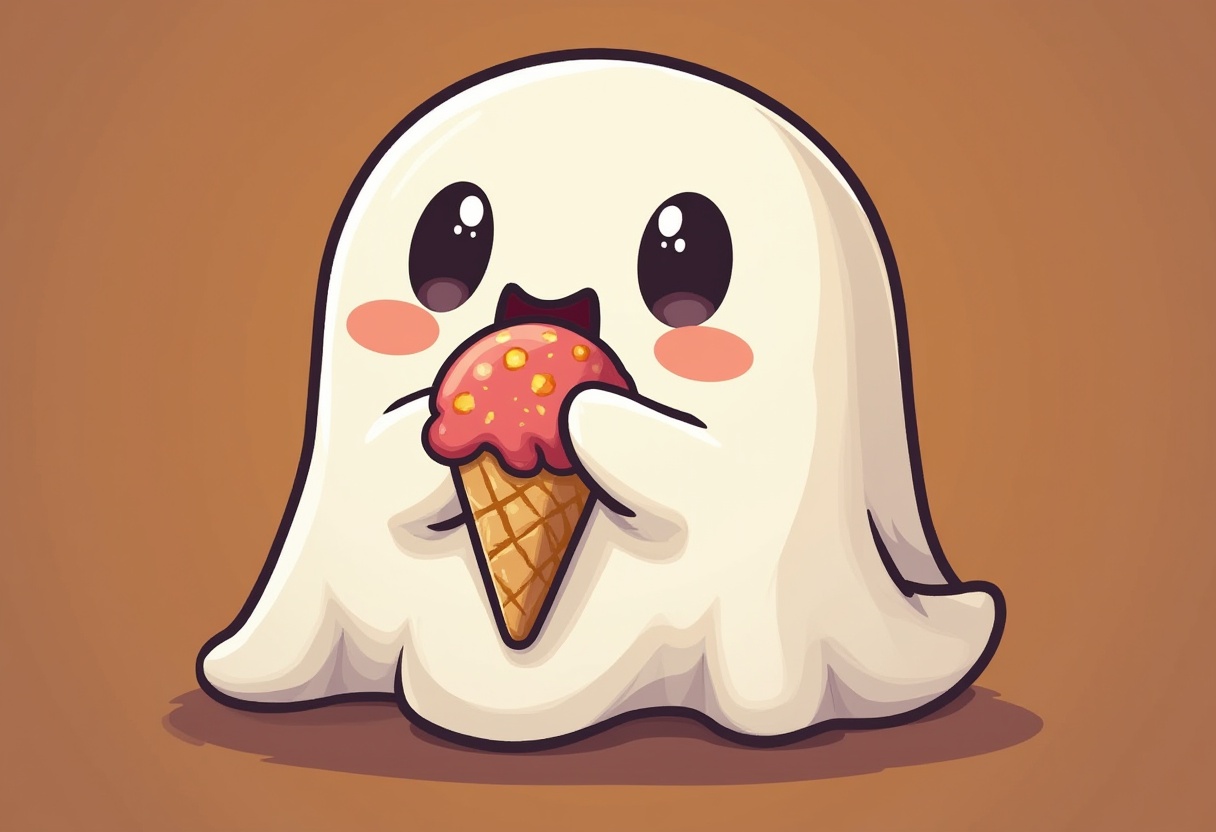 Cute ghost enjoying ice cream on a warm day Cute ghost enjoying ice cream on a warm day