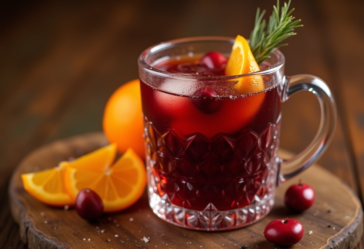 Refreshing cranberry orange drink with citrus garnish Refreshing cranberry orange drink with citrus garnish
