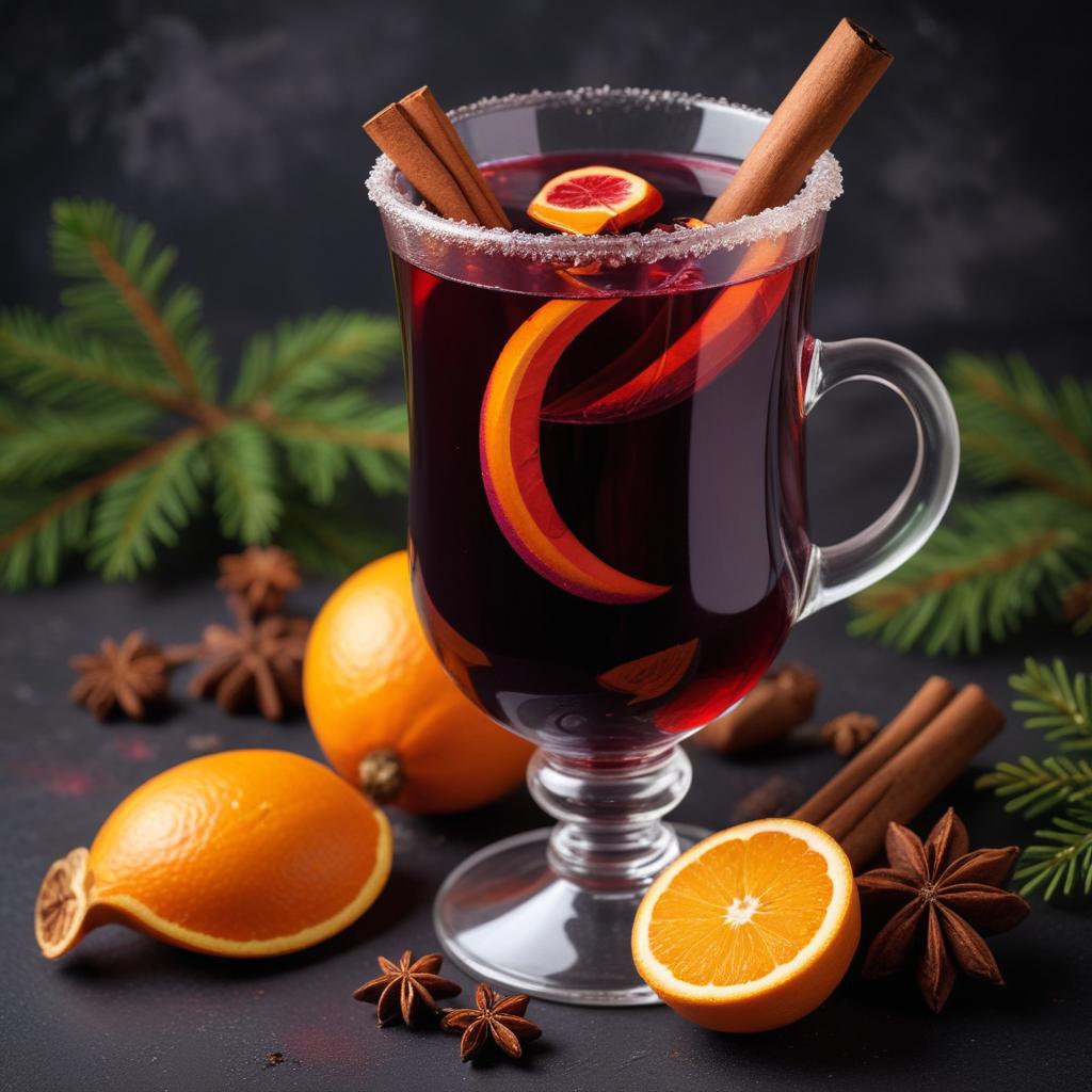Warm spiced drink with citrus and spices in cozy setting Warm spiced drink with citrus and spices in cozy setting