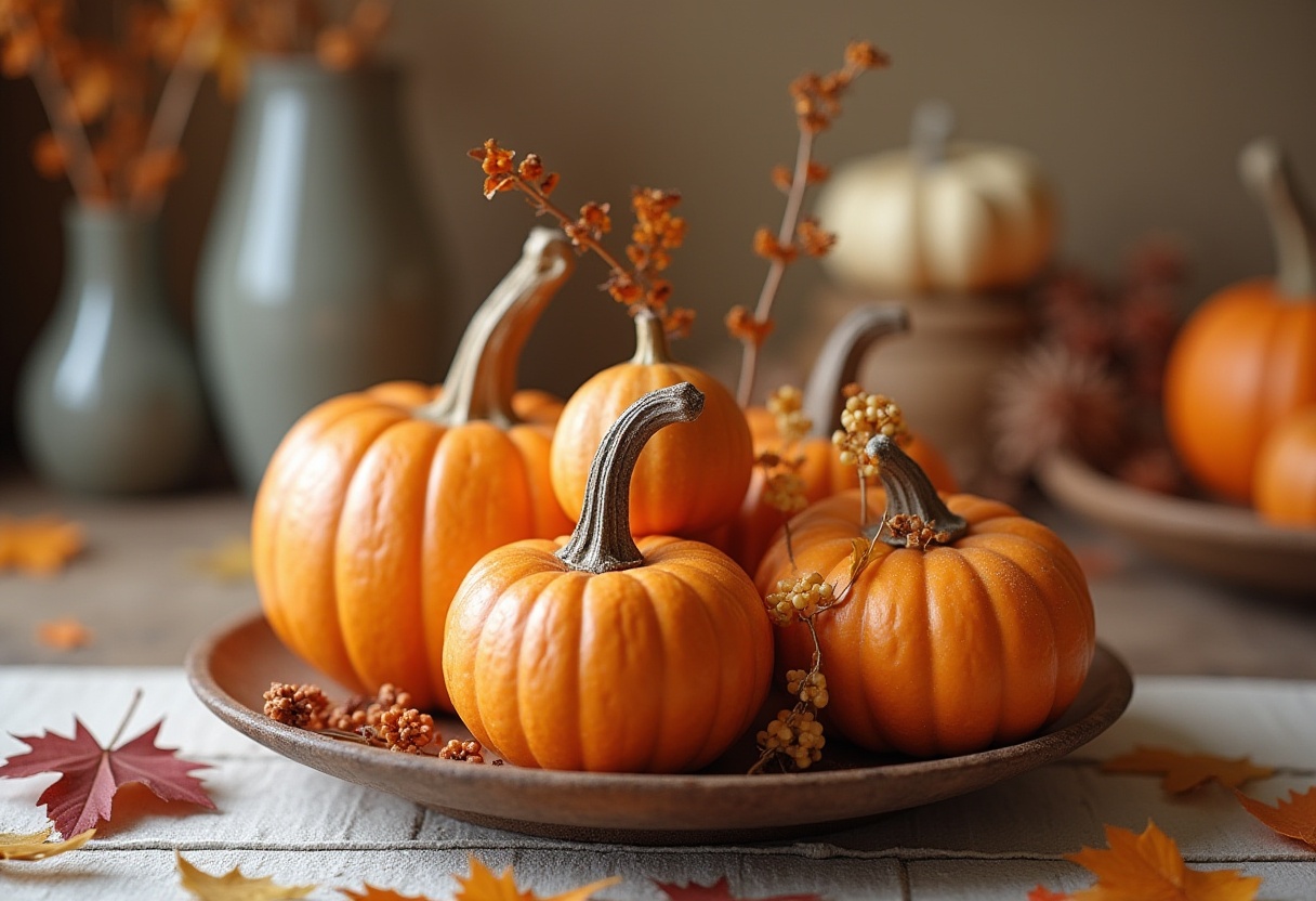 Fall harvest with pumpkins in warm autumn setting Fall harvest with pumpkins in warm autumn setting