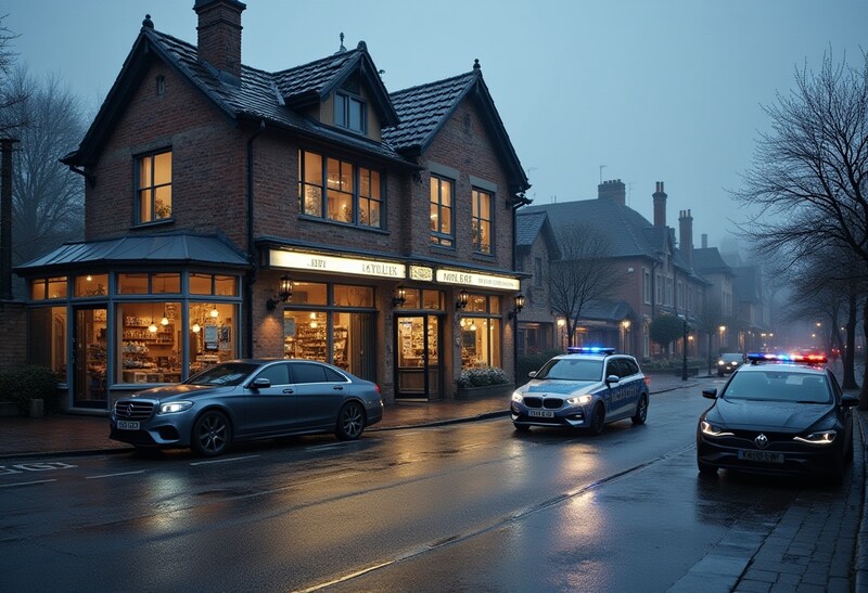 Evening scene of a quiet street in a historic town Evening scene of a quiet street in a historic town