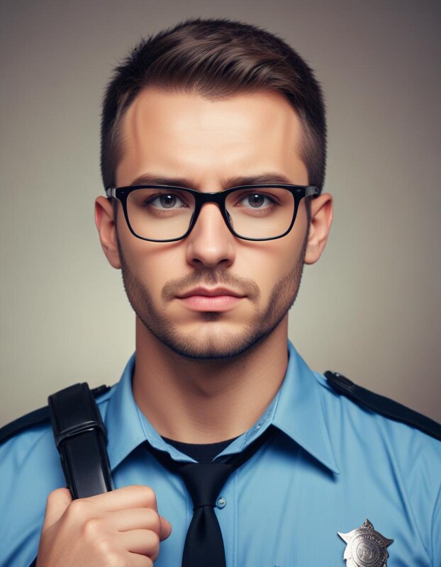 Young police officer poses confidently in uniform Young police officer poses confidently in uniform